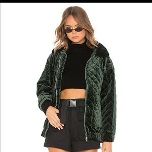 I.AM.GIA green velvet contraband bomber jacket
